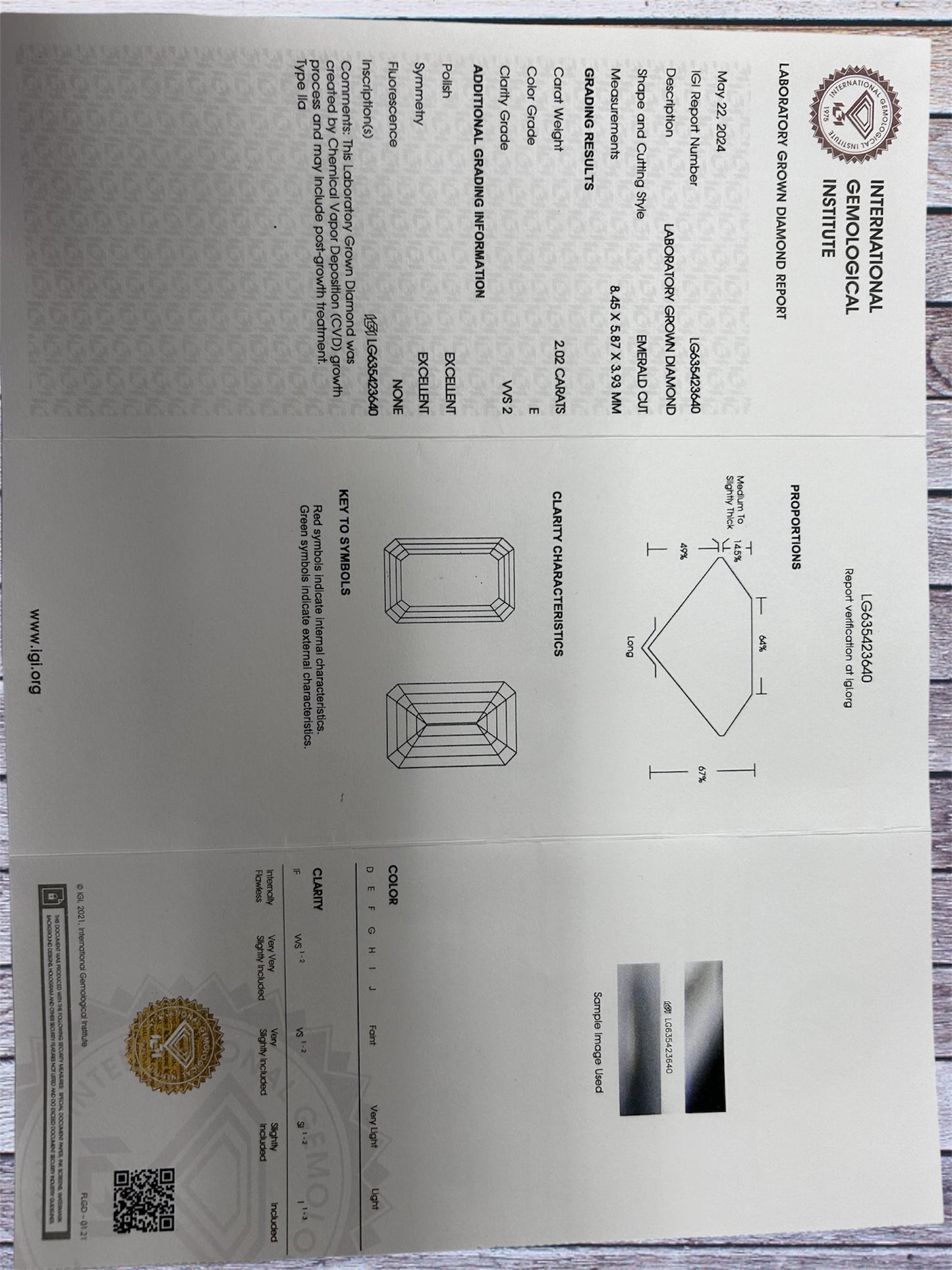 2.02 CTW Emerald Cut Certified Diamond