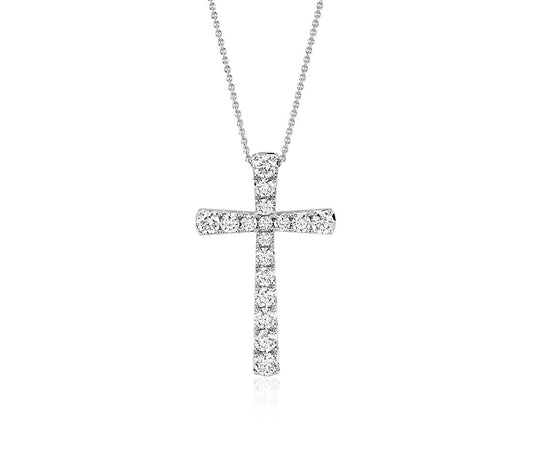 Diamond Cross Pendant 14K White