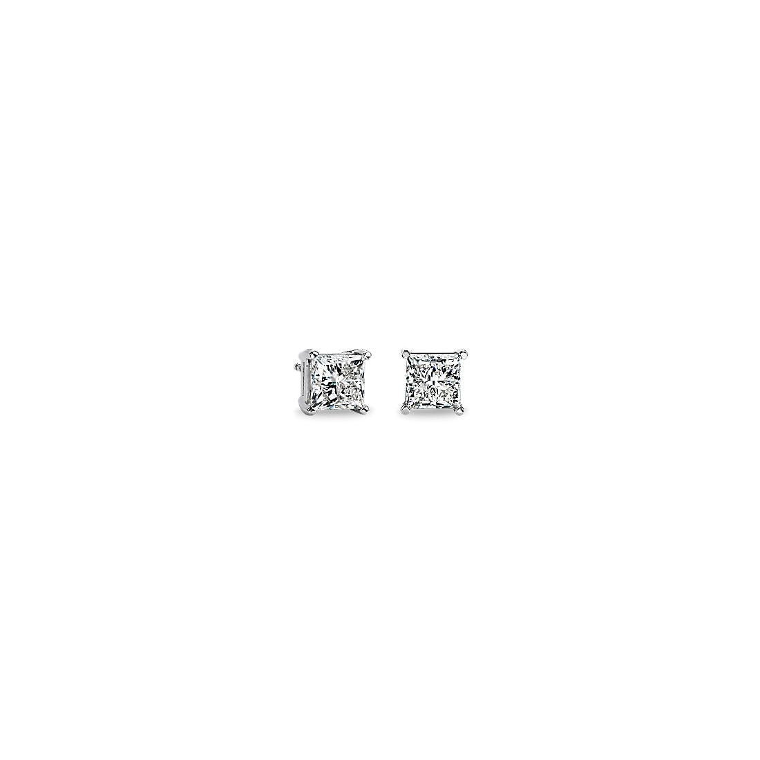 3ctw Princess Diamond Studs 14K White Gold