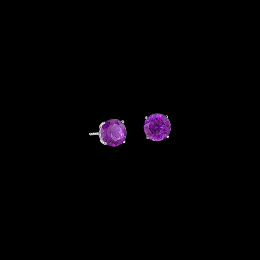 Amethyst Stud Earrings 14K White Gold