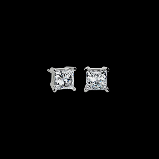 3ctw Princess Diamond Studs 14K White Gold