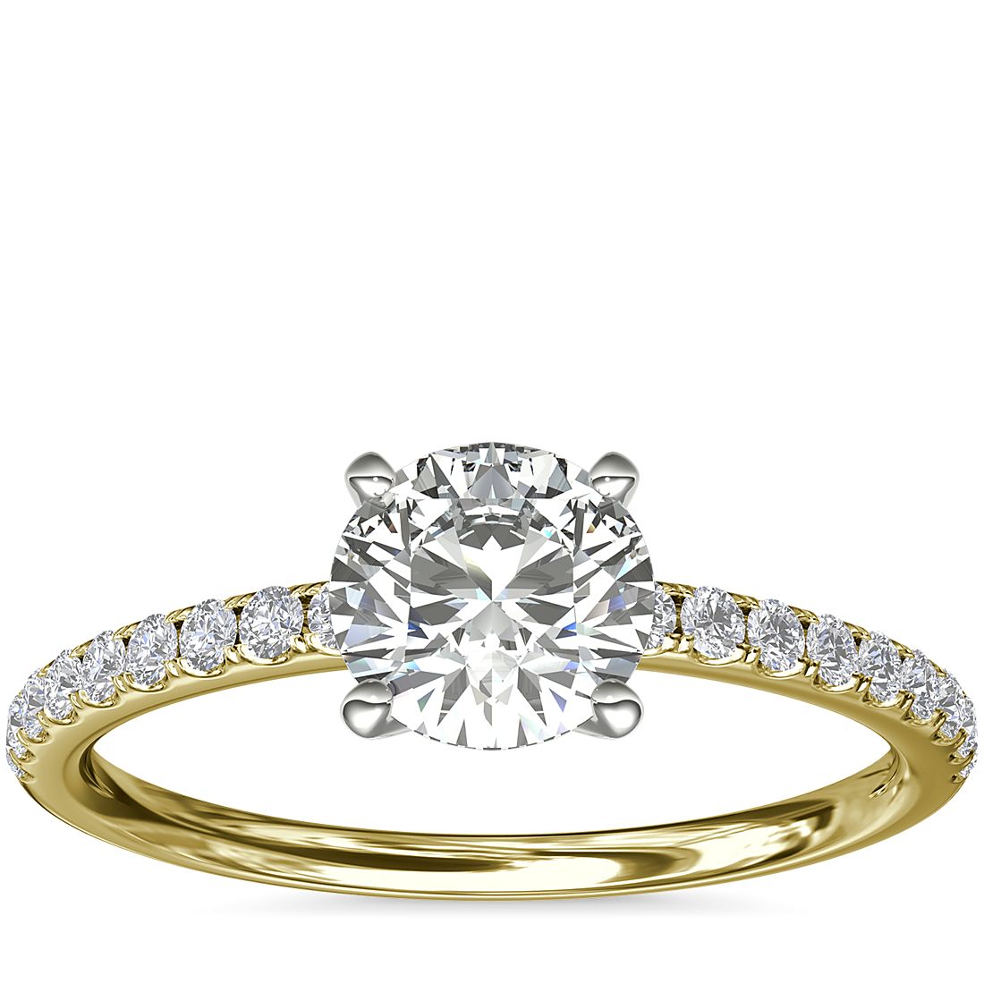 Pave Design Diamond Engagement ring 14K Yellow