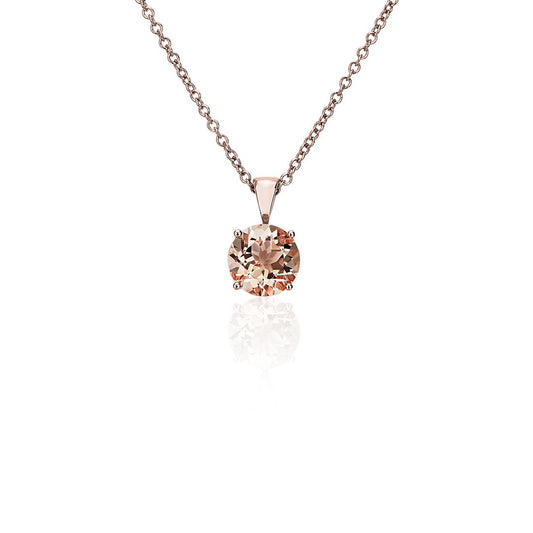 Morganite Solitaire Pendant 14K Rose