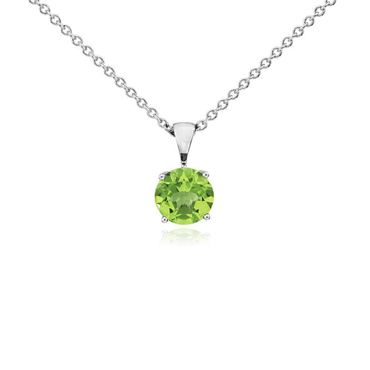 Peridot Solitaire Pendant 14K White