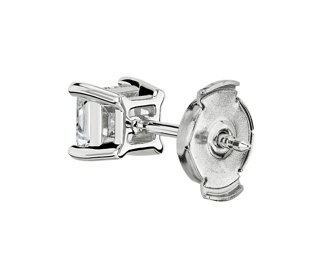 1 ctw Princess Diamond Studs 14K White Gold