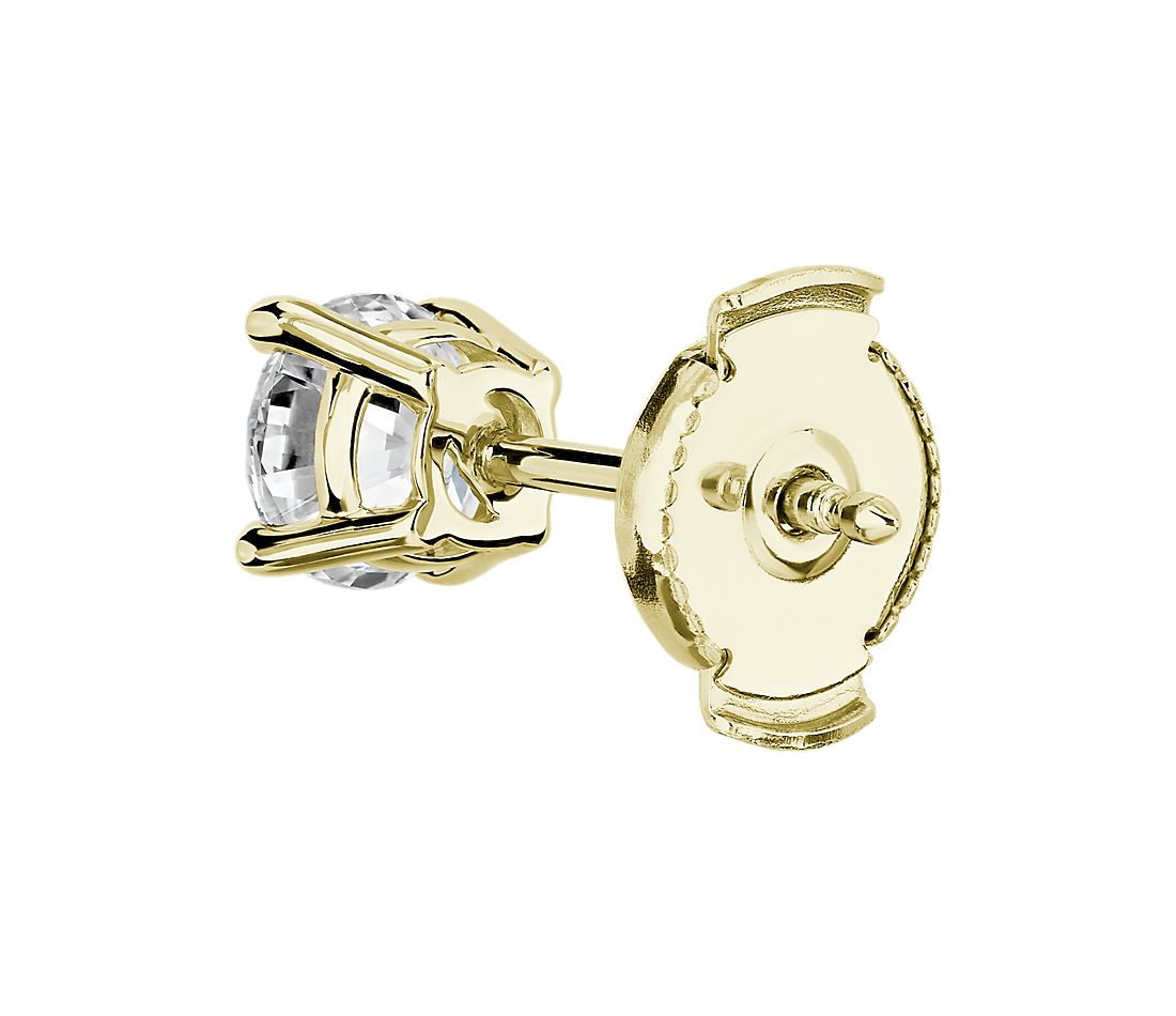 1ctw Solitaire Diamond Studs 14K Yellow Gold