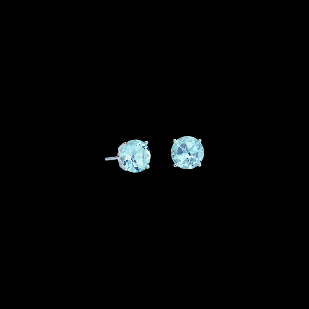 Aquamarine Stud Earrings 14K White Gold