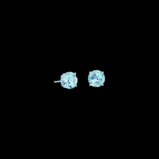 Aquamarine Stud Earrings 14K White Gold