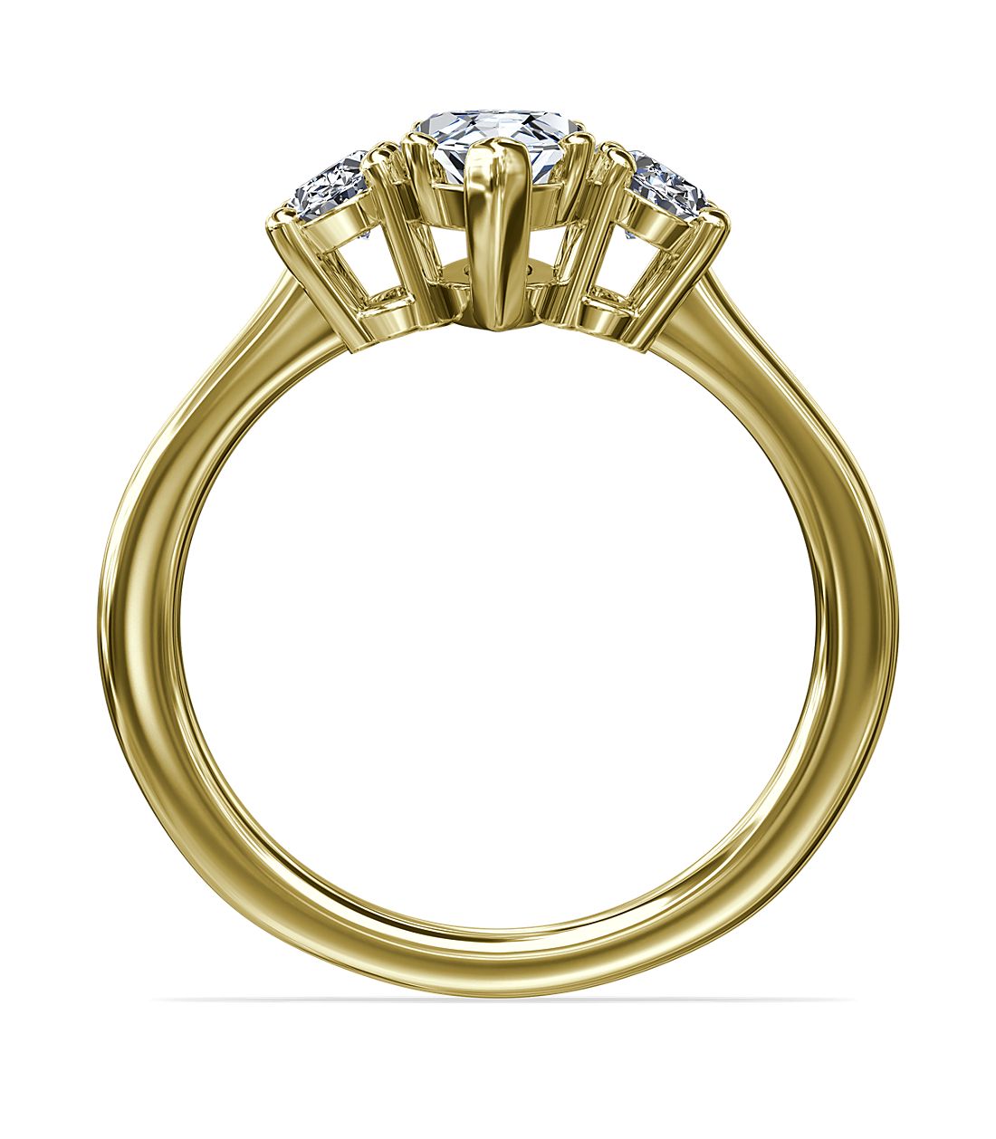 3 Stone Marquise Engagement Ring 14K Yellow