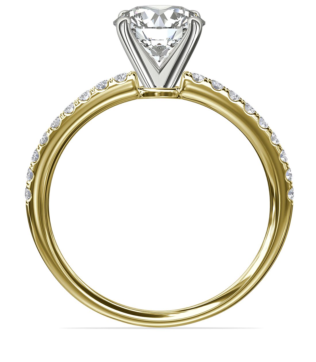 Pave Design Diamond Engagement ring 14K Yellow