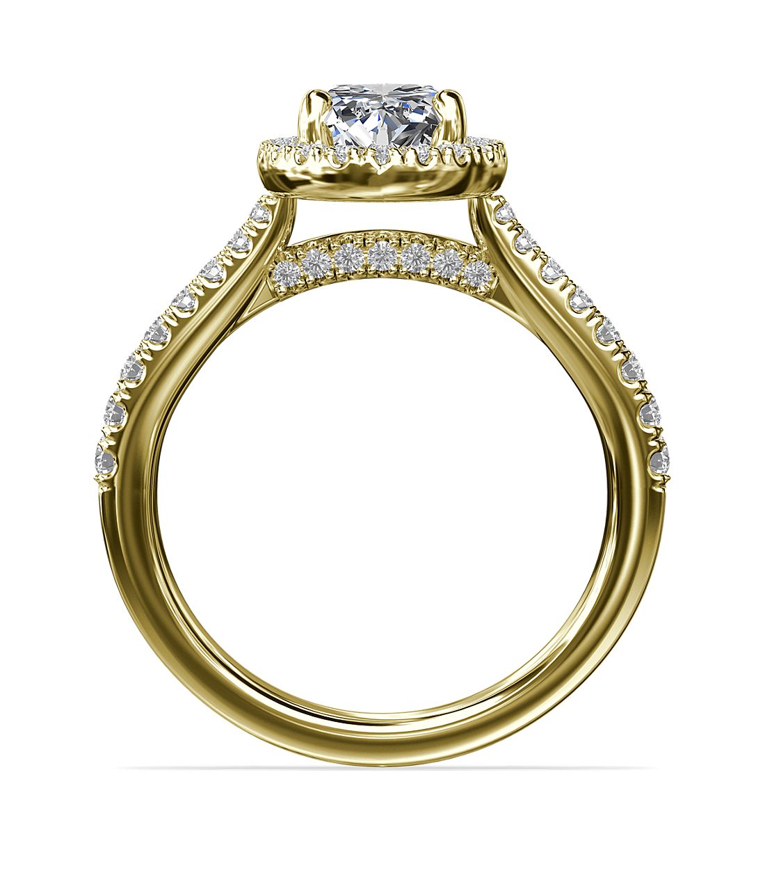 Pear Bridge Halo Diamond engagement Ring 14K Yellow