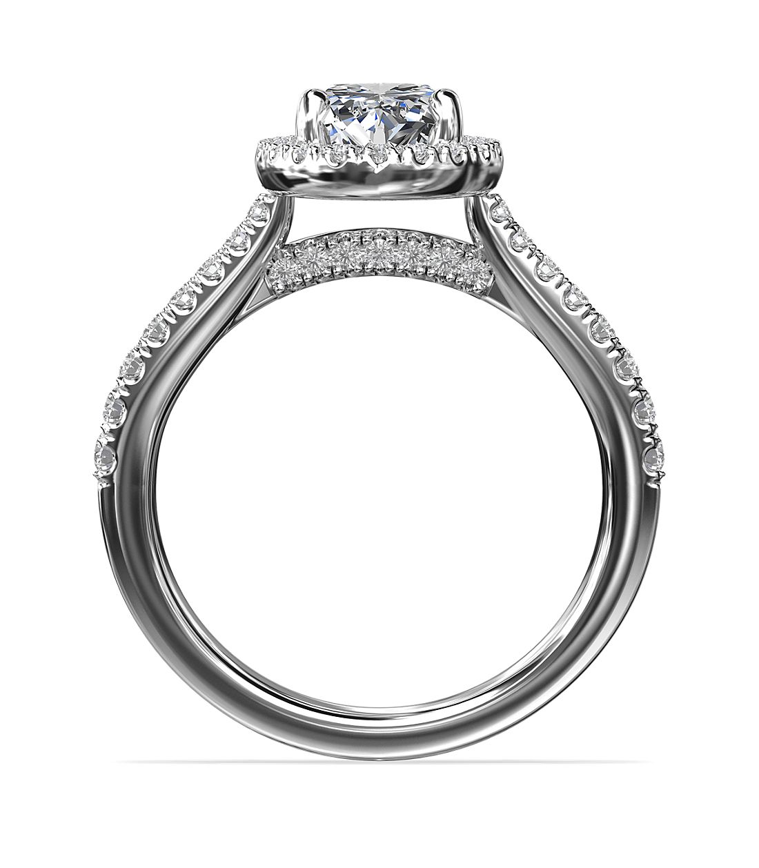 Pear Bridge Halo Diamond Engagement Ring 14K