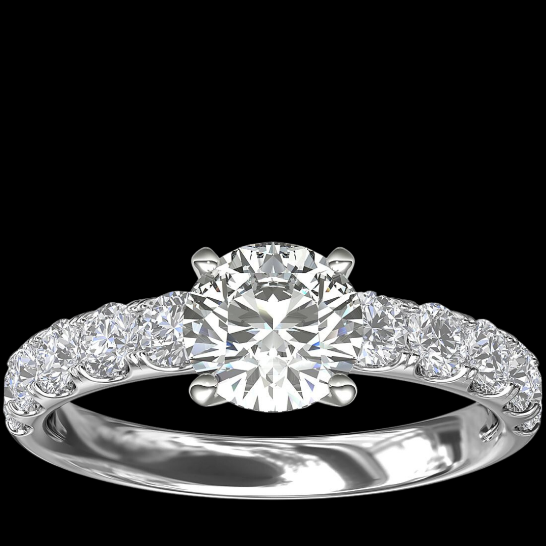 0.50ctw Pave Engagement Ring 14K White