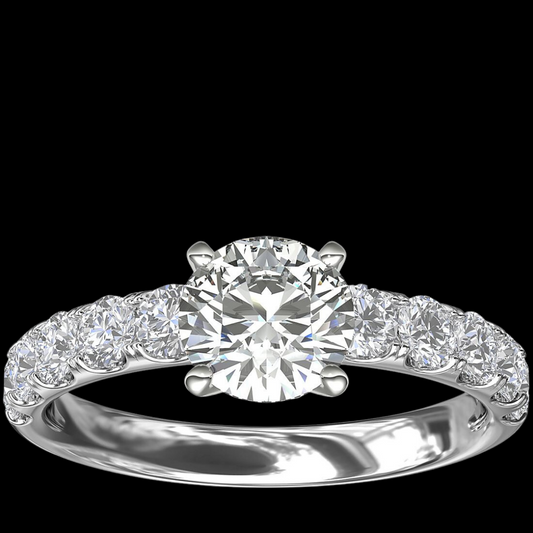 0.50ctw Pave Engagement Ring 14K White