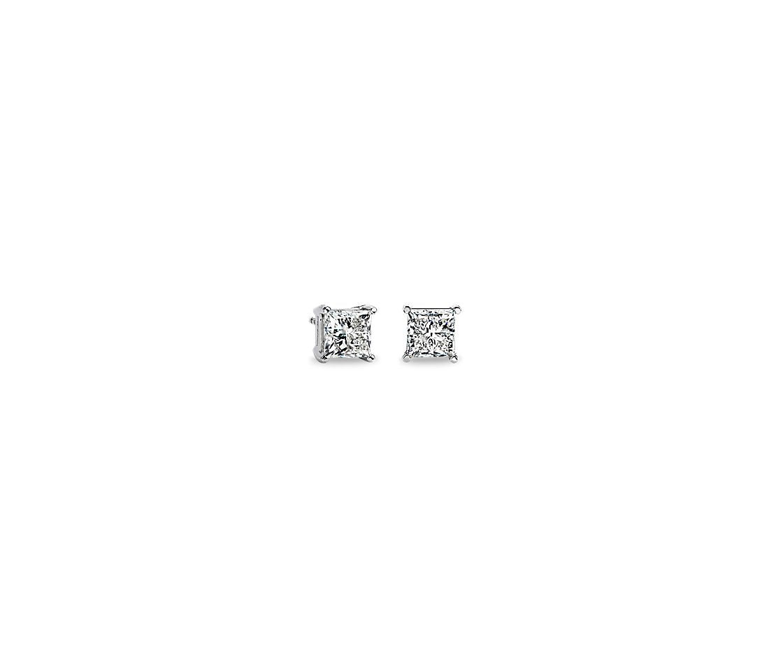 2ctw Princess Diamond Studs 14K White Gold