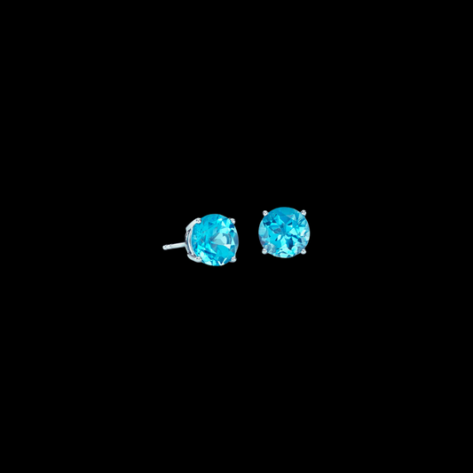 Blue Topaz Stud Earrings 14K White Gold