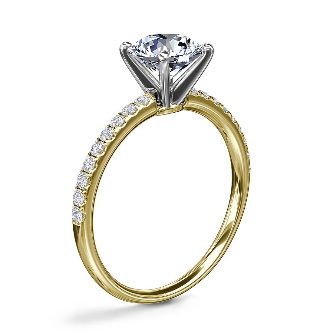 Pave Design Diamond Engagement ring 14K Yellow