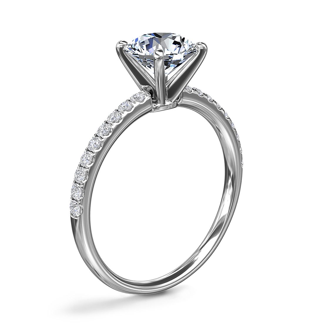 Pave Diamond Engagement Ring 14K White