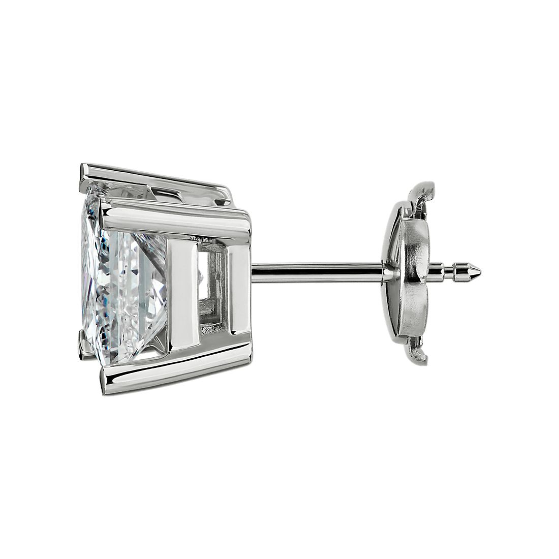 4ctw Princess Cut Diamond Studs 14K White Gold