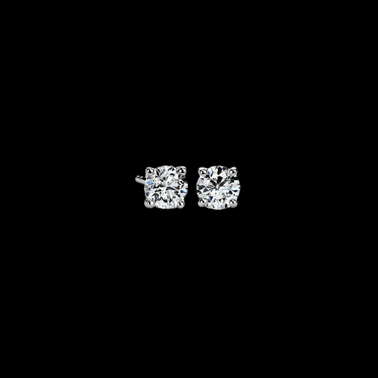 1ctw Solitaire Diamond Studs 14K White Gold