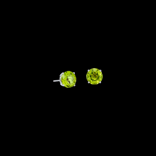 Peridot Stud Earrings 14K White Gold