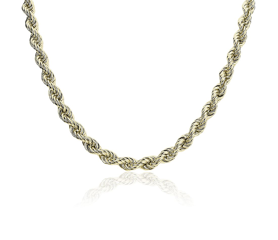 Diamond Cut Rope Necklace 14K Yellow