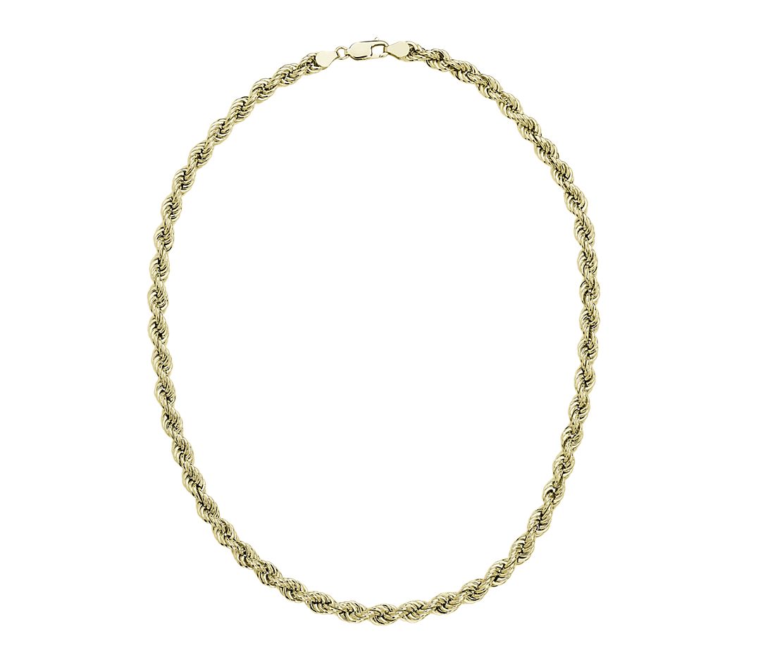 Diamond Cut Rope Necklace 14K Yellow