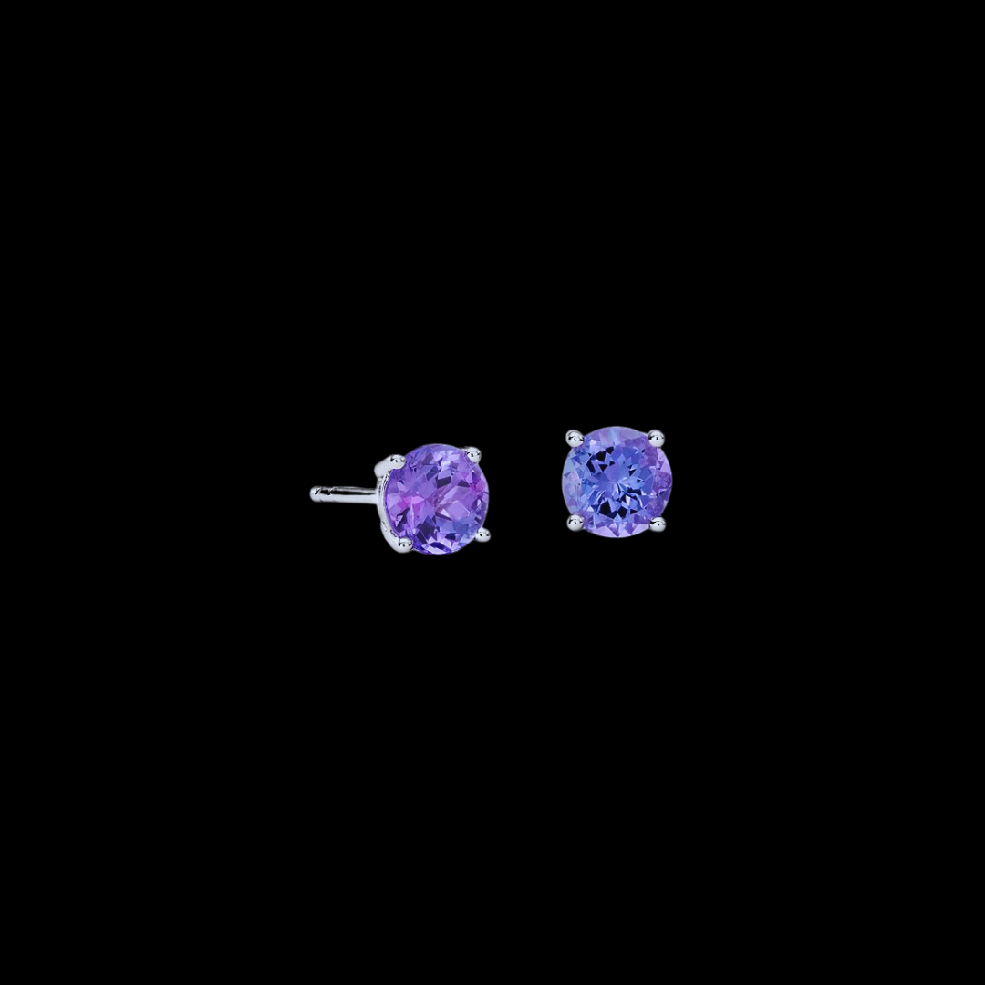 Tanzanite Studs Earrings 14K White Gold