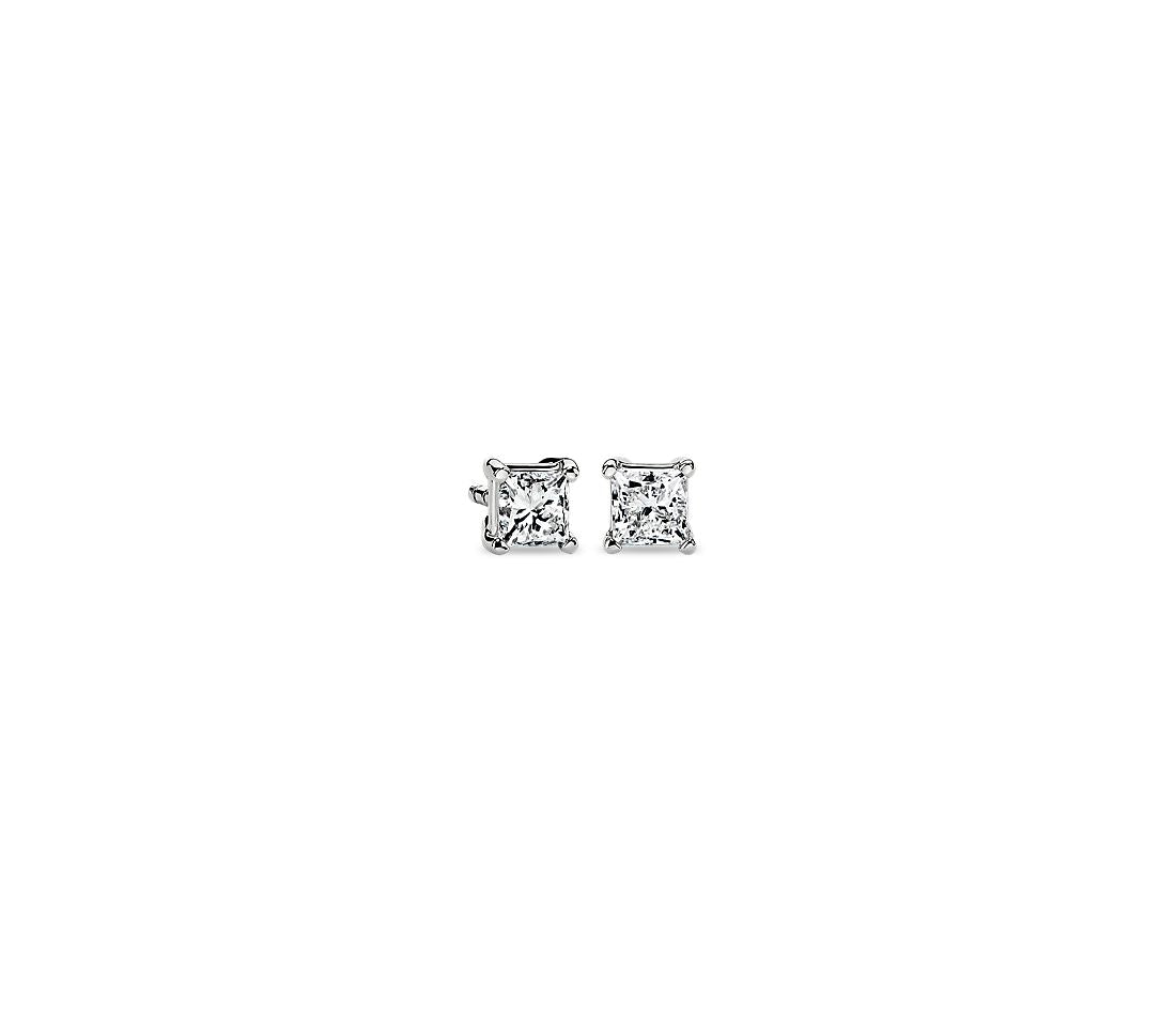 0.50ctw Princess Diamond Studs 14K White Gold