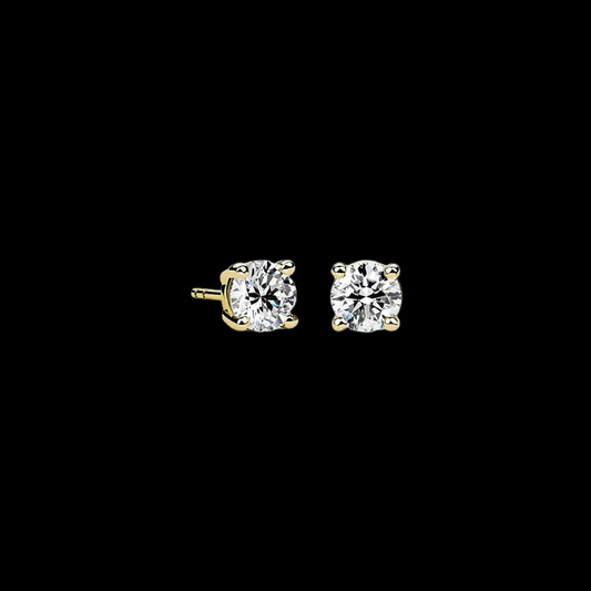 1ctw Solitaire Diamond Studs 14K Yellow Gold