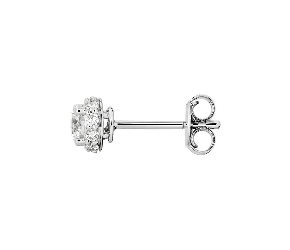 0.75ctw Round Hidden Halo Diamond Studs 14K White Gold