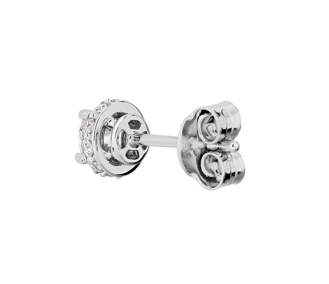 0.75ctw Round Hidden Halo Diamond Studs 14K White Gold