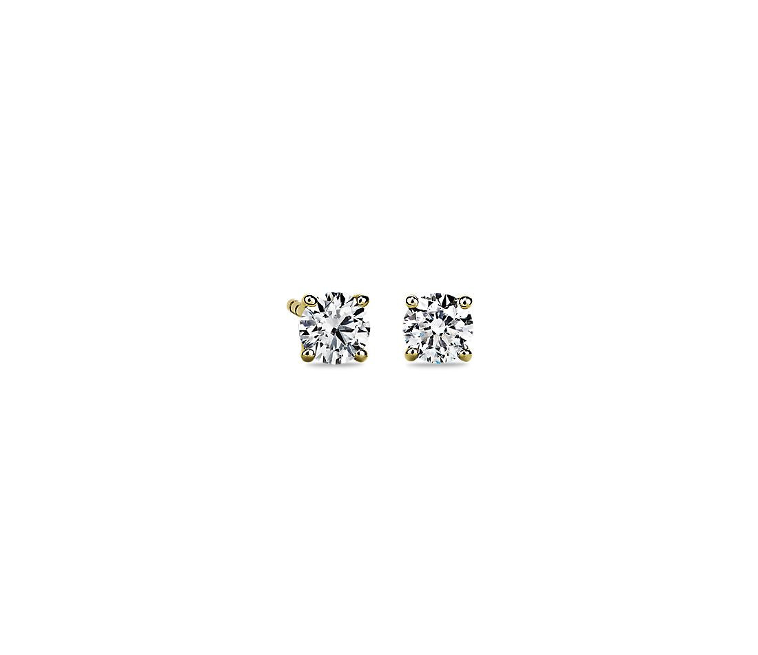 0.75ctw Solitaire Diamond Studs 14K Yellow Gold