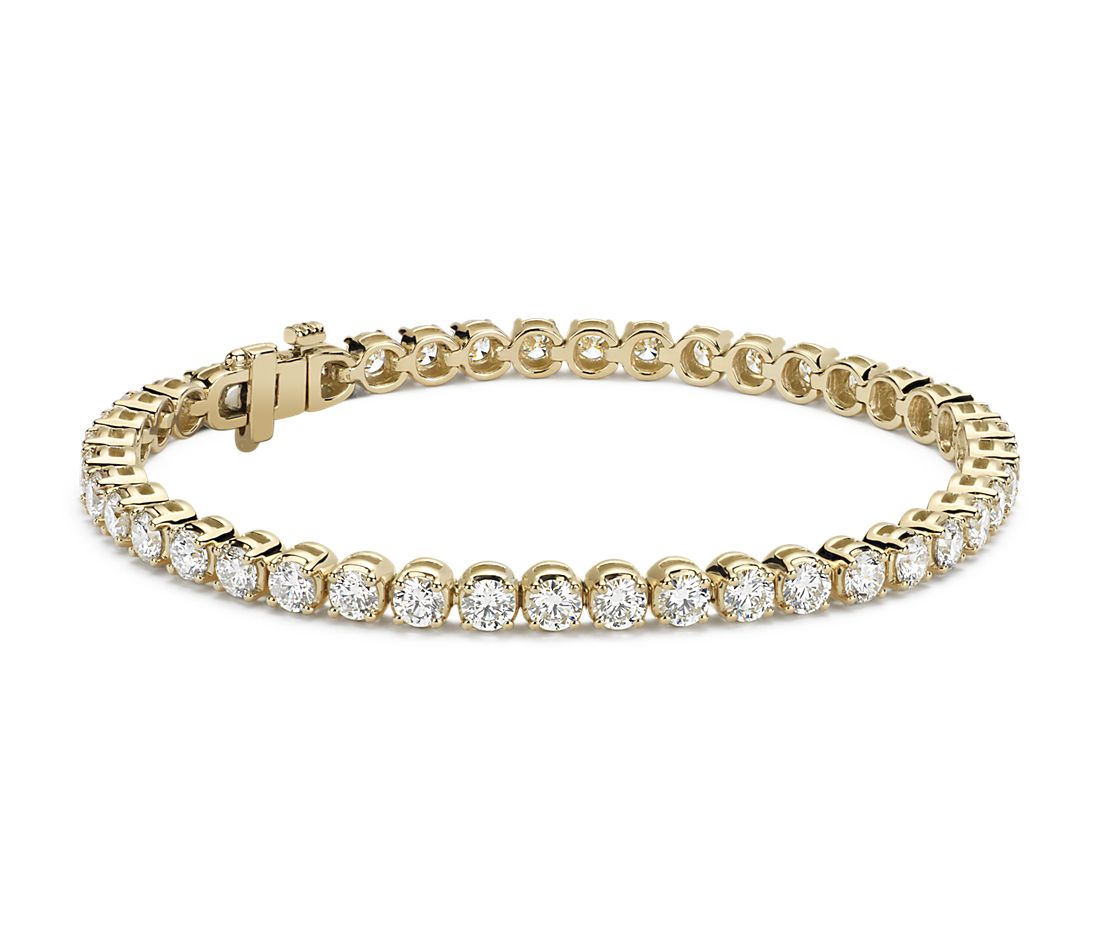 Prong Set Diamond Tennis Bracelet 14K Yellow