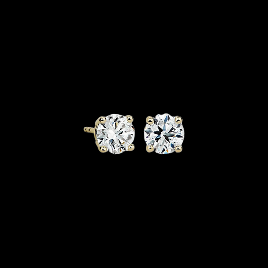 2 ctw Solitaire Diamond Studs 14K Yellow Gold