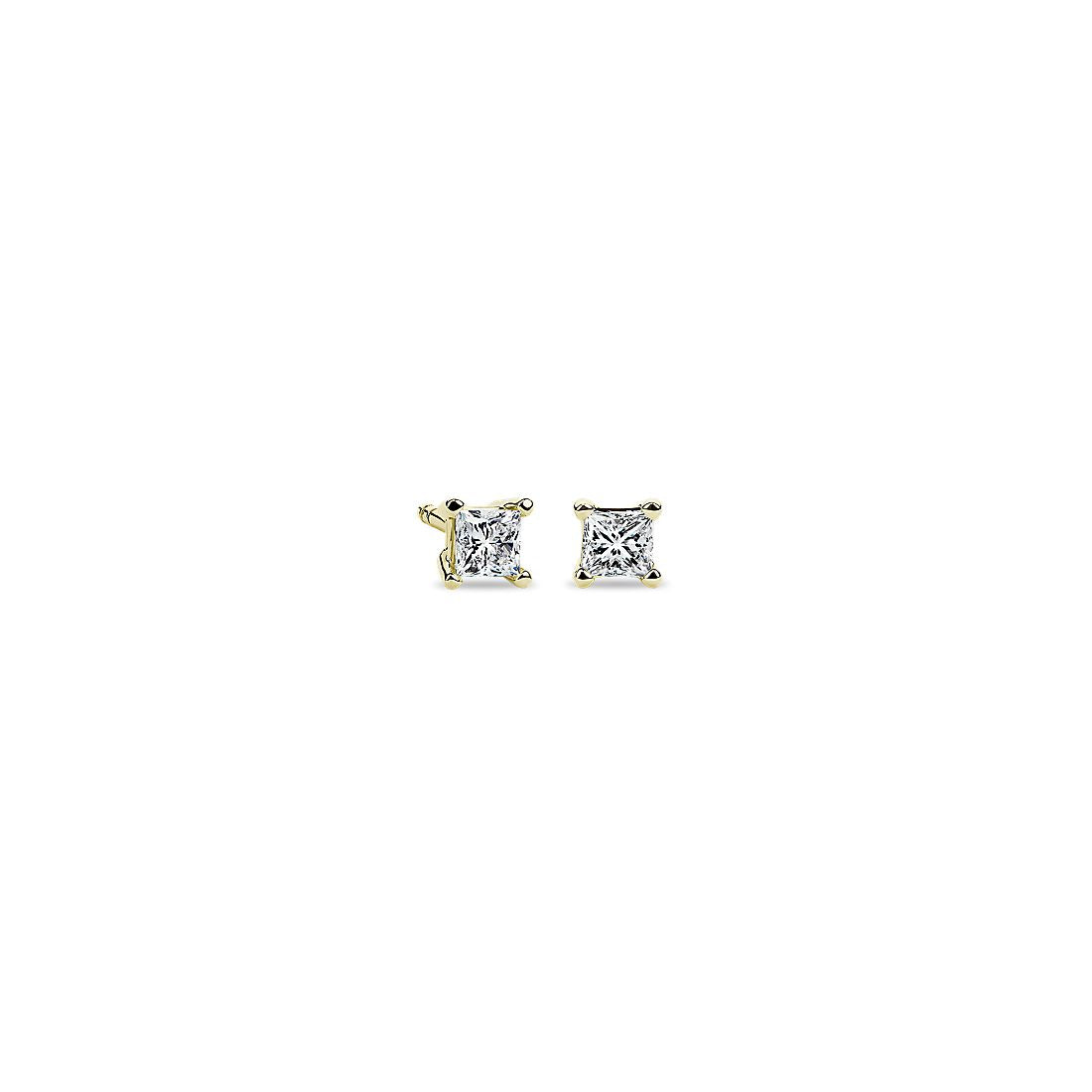 0.20ctw Princess Diamond Studs 14K Yellow Gold