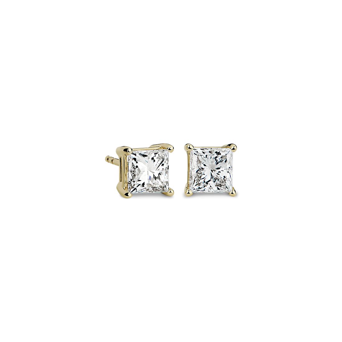 2ctw Princess Diamond Studs 14K Yellow Gold