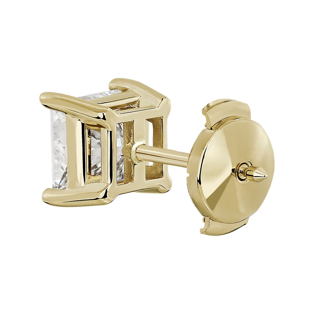 2ctw Princess Diamond Studs 14K Yellow Gold