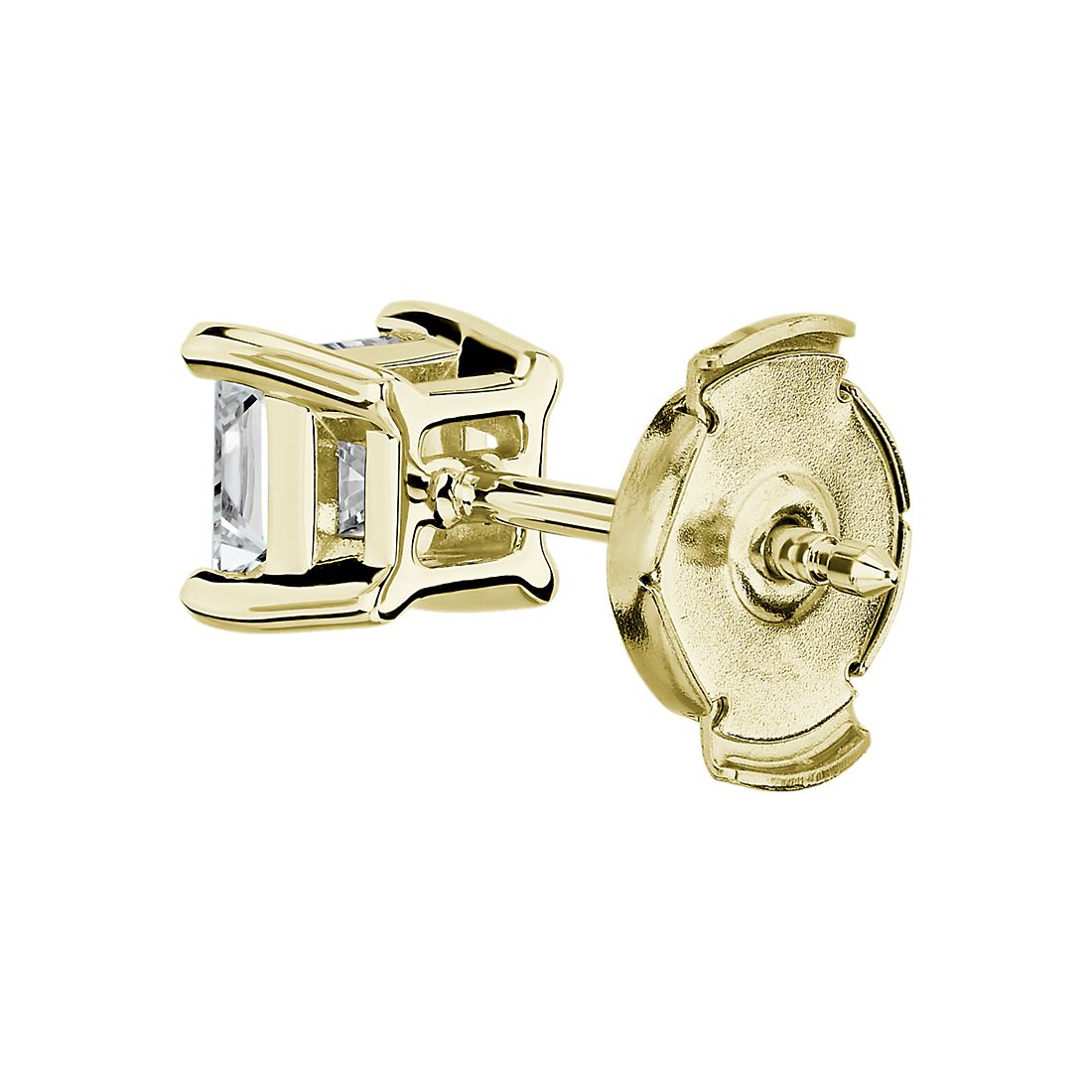 1ctw Princess Diamond Studs 14K Yellow Gold