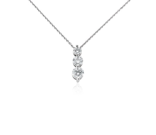 Three-Stone Drop Diamond Pendant 14K Yellow