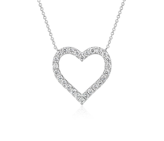 Diamond Heart Pendant 14K White