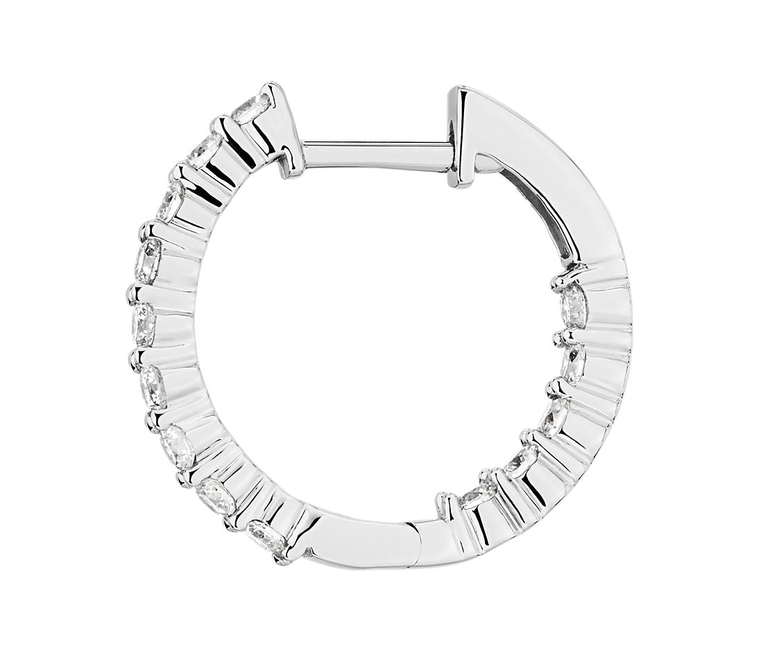 0.50 ctw Diamond Hoop Earrings 14K White Gold