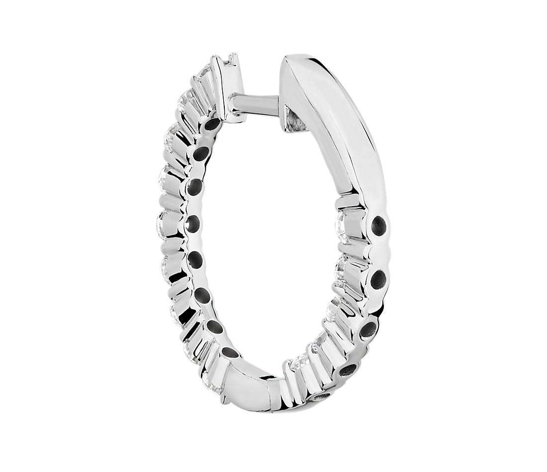 1ctw Diamond Hoop Earrings 14K White Gold