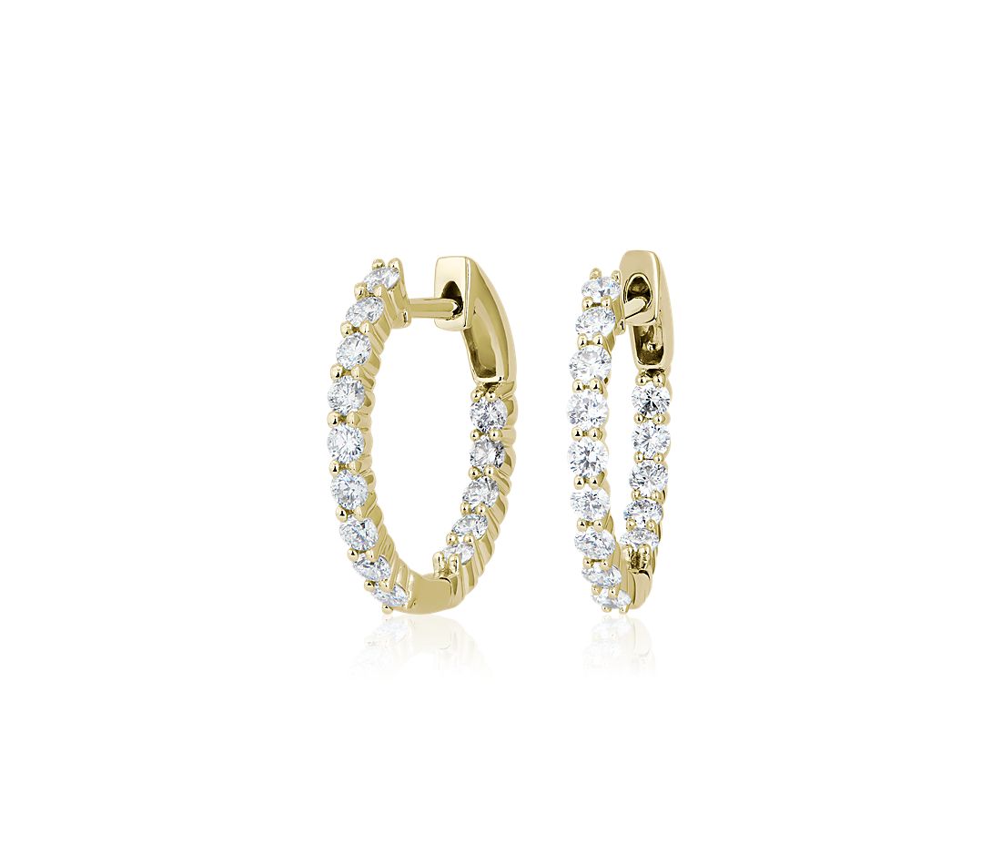 0.50 ctw Diamond Hoop Earrings 14K Yellow Gold