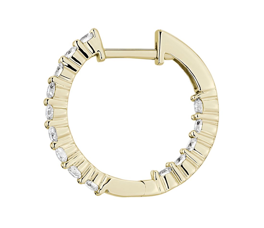 0.50 ctw Diamond Hoop Earrings 14K Yellow Gold