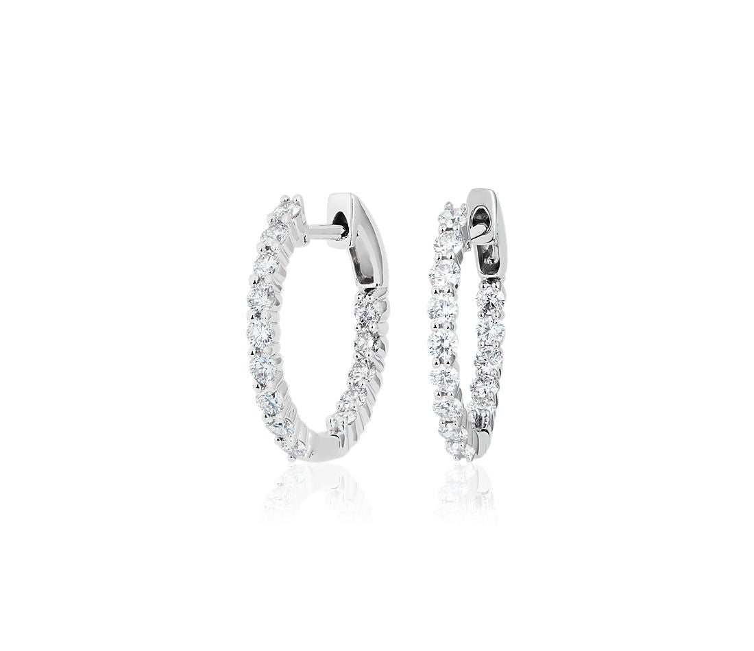 0.50 ctw Diamond Hoop Earrings 14K White Gold