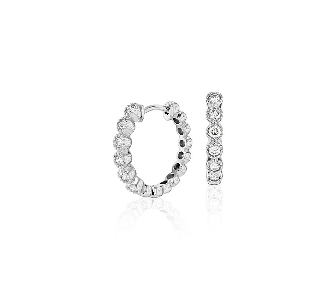 0.25ctw Diamond Hoop Earrings 14K White Gold