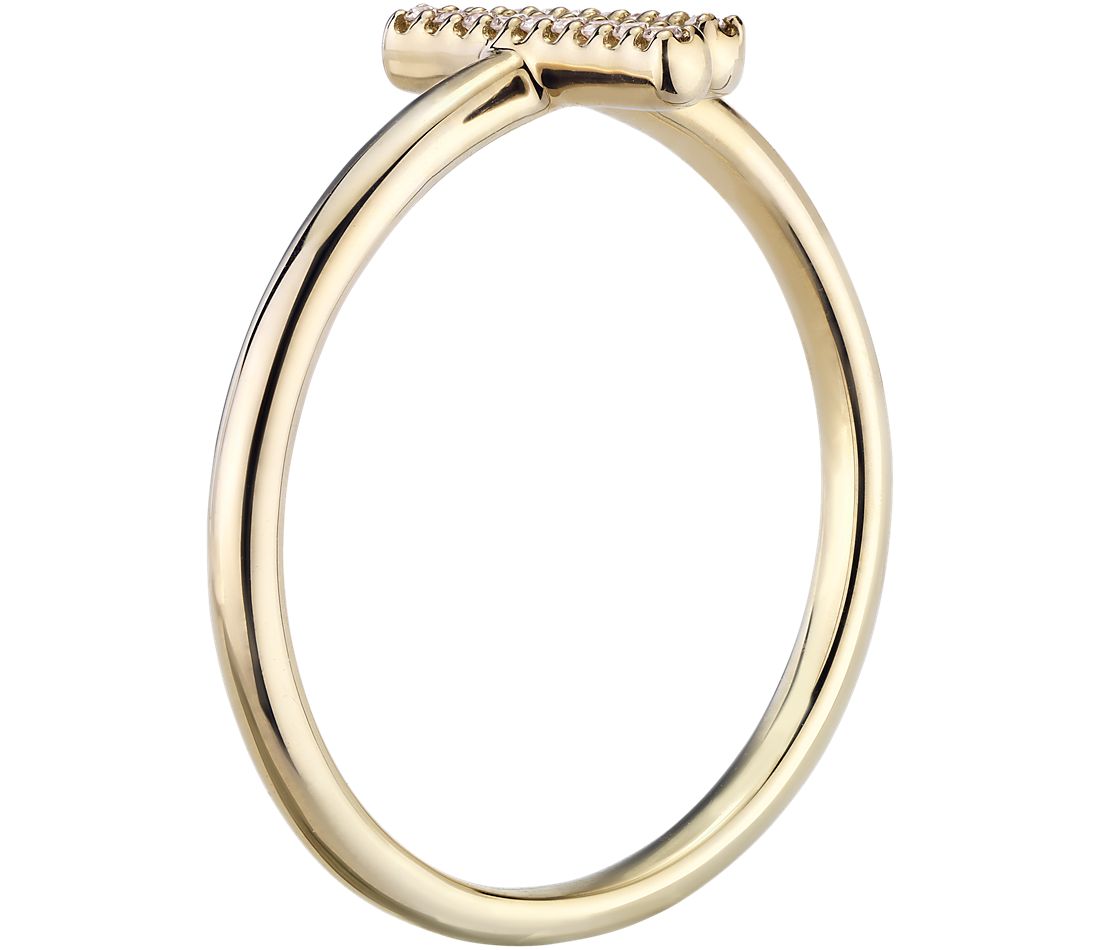 Pavé split bar Diamond Ring 14K Yellow